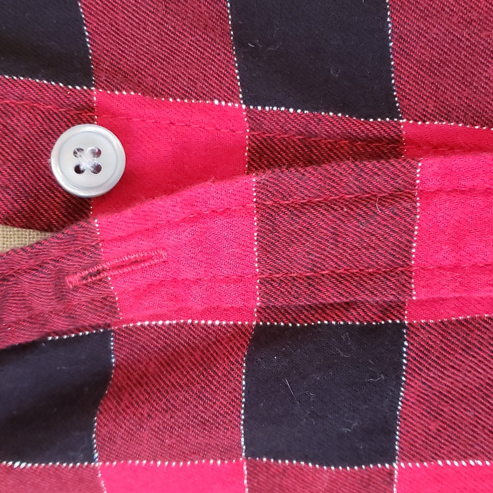 J. CREW FACTORY Buffalo Plaid Ruffle Collar Flannel Shirt Red Black Silver S - Picture 12 of 16